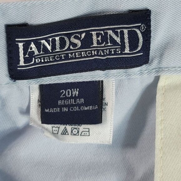 Lands' End Chino Shorts Blue SZ 20W Zip Pockets 8" Inseam Elastic Waist Cotton - Picture 6 of 7